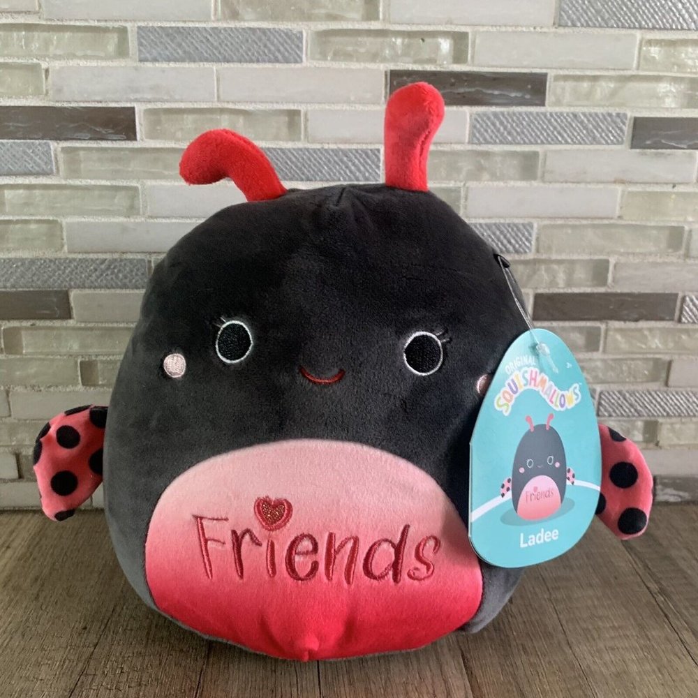Squishmallow Ladee 8 Inch Plush Ladybug Soft Black Pink Red Friends